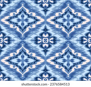 Geometric folk ornament ikat. Tribal ethnic vector textures. Seamless pattern in Aztec style. Folk embroidery. Indian, Scandinavian, Gypsy, Mexican rug. African carpet. Tie dye shibori print. 