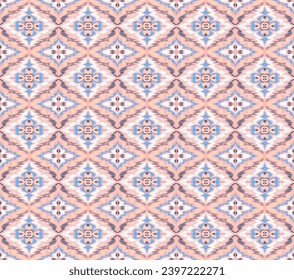Geometric folk ornament ikat. Tribal ethnic vector textures. Seamless pattern in Aztec style. Folk embroidery. Indian, Scandinavian, Gypsy, Mexican rug. African carpet. Vector tie dye shibori print.