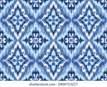 Geometric folk ornament ikat. Tribal ethnic vector textures. Seamless pattern in Aztec style. Folk embroidery. Indian, Scandinavian, Gypsy, Mexican rug. African carpet. Hand drawn, not AI