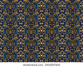 Geometric folk ornament ikat. Tribal ethnic vector textures. Seamless pattern in Aztec style. Folk embroidery. Indian, Scandinavian, Gypsy, Mexican, African carpet. Vector tie dye shibori print.