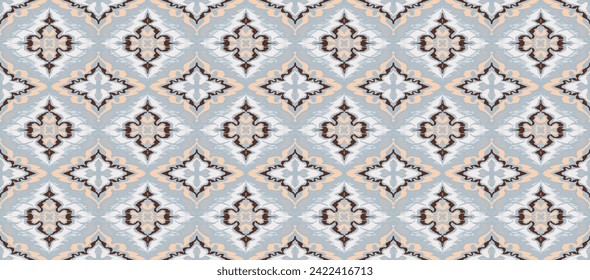 Geometric folk ornament ikat. Tribal ethnic vector textures. Seamless pattern in Aztec style. Folk embroidery. Indian, Scandinavian, Gypsy, Mexican rug. African carpet. Hand drawn, not AI