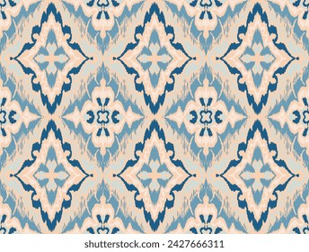 Geometric folk ornament ikat. Tribal ethnic vector textures. Seamless pattern in Aztec style. Folk embroidery. Indian, Scandinavian, Gypsy, Mexican rug. African carpet. Vector tie dye shibori print.