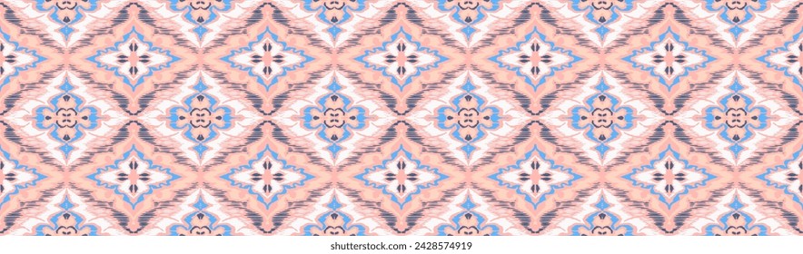 Geometric folk ornament ikat. Tribal ethnic vector textures. Seamless pattern in Aztec style. Folk embroidery. Indian, Scandinavian, Gypsy, Mexican rug. African carpet. Vector tie dye shibori print.