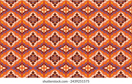 Geometric folk ornament ikat. Tribal ethnic vector textures. Seamless pattern in Aztec style. Folk embroidery. Indian, Scandinavian, Gypsy, Mexican rug. African carpet. Vector tie dye shibori print.