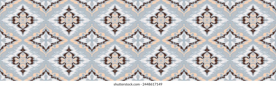 Geometric folk ornament ikat. Tribal ethnic vector textures. Seamless pattern in Aztec style. Folk embroidery. Indian, Scandinavian, Gypsy, Mexican rug. African carpet. Vector tie dye shibori print.