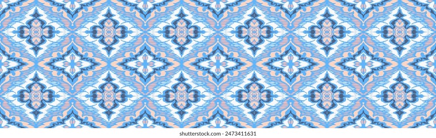 Geometric folk ornament ikat. Tribal ethnic vector textures. Seamless pattern in Aztec style. Folk embroidery. Indian, Scandinavian, Gypsy, Mexican rug. African carpet. Vector tie dye shibori print.