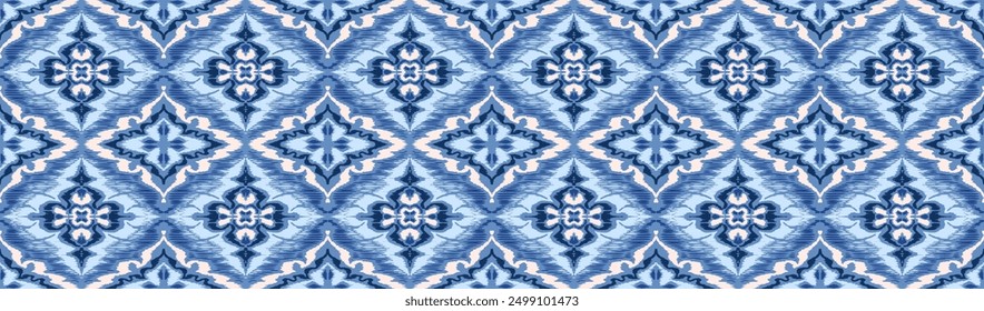 Geometric folk ornament ikat. Tribal ethnic vector textures. Seamless pattern in Aztec style. Folk embroidery. Indian, Scandinavian, Gypsy, Mexican rug. African carpet. Hand drawn, not AI