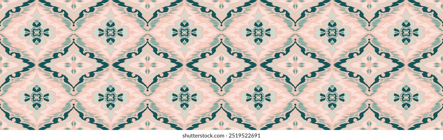 Geometric folk ornament ikat. Tribal ethnic vector textures. Seamless pattern in Aztec style. Folk embroidery. Indian, Scandinavian, Gypsy, Mexican rug. African carpet. Vector tie dye shibori print.