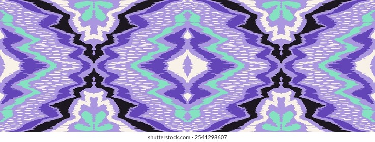 Geometric folk ornament ikat. Tribal ethnic vector textures. Seamless pattern in Aztec style. Folk embroidery. Indian, Scandinavian, Gypsy, Mexican rug. African carpet. Hand drawn, not AI