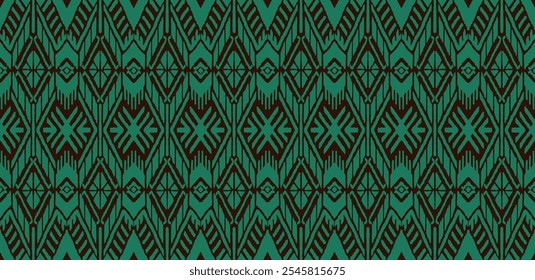 Enfeite popular geométrico ikat. Texturas de vetores étnicos tribais. Padrão contínuo em estilo asteca. Bordado popular. Tapete indiano, escandinavo, cigano, mexicano. Tapete africano. Desenhado à mão, não com IA