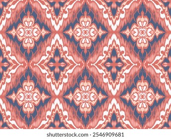 Ornamento popular geométrico ikat. Texturas de Vector étnico tribal. Patrón sin fisuras en estilo azteca. Bordado de Folk. Indio, escandinavo, gitano, alfombra mexicana. Alfombra africana. Dibujado a mano, no AI