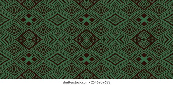 Ornamento popular geométrico ikat. Texturas de Vector étnico tribal. Patrón sin fisuras en estilo azteca. Bordado de Folk. Indio, escandinavo, gitano, alfombra mexicana. Alfombra africana. Dibujado a mano, no AI