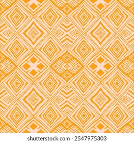 Ornamento popular geométrico ikat. Texturas de Vector étnico tribal. Patrón sin fisuras en estilo azteca. Bordado de Folk. Indio, escandinavo, gitano, alfombra mexicana. Alfombra africana. Dibujado a mano, no AI