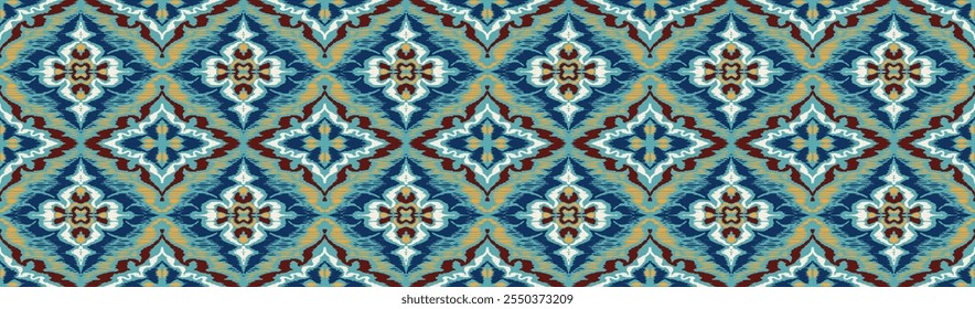 Ornamento popular geométrico ikat. Texturas de Vector étnico tribal. Patrón sin fisuras en estilo azteca. Bordado de Folk. Indio, escandinavo, gitano, alfombra mexicana. Alfombra africana. Dibujado a mano, no AI