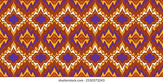 Ornamento popular geométrico ikat. Texturas de Vector étnico tribal. Patrón sin fisuras en estilo azteca. Bordado de Folk. Indio, escandinavo, gitano, alfombra mexicana. Alfombra africana. Dibujado a mano, no AI