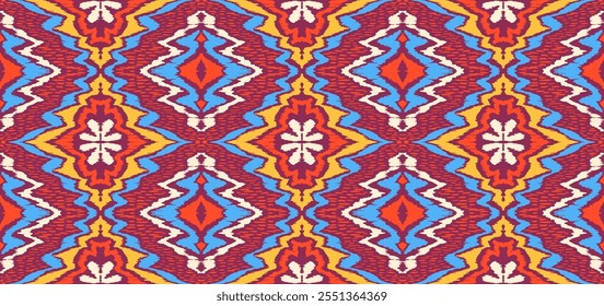 Ornamento popular geométrico ikat. Texturas de Vector étnico tribal. Patrón sin fisuras en estilo azteca. Bordado de Folk. Indio, escandinavo, gitano, alfombra mexicana. Alfombra africana. Vector tie dye shibori print.