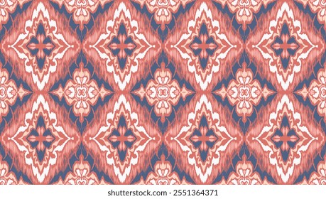 Ornamento popular geométrico ikat. Texturas de Vector étnico tribal. Patrón sin fisuras en estilo azteca. Bordado de Folk. Indio, escandinavo, gitano, alfombra mexicana. Alfombra africana. Dibujado a mano, no AI