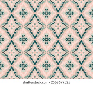 Geometric folk ornament ikat. Tribal ethnic vector textures. Seamless pattern in Aztec style. Folk embroidery. Indian, Scandinavian, Gypsy, Mexican rug. African carpet. Vector tie dye shibori print.