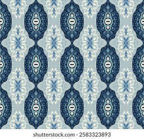 Geometric folk ornament ikat. Tribal ethnic vector textures. Seamless pattern in Aztec style. Folk embroidery. Indian, Scandinavian, Gypsy, Mexican rug. African carpet. Vector tie dye shibori print.