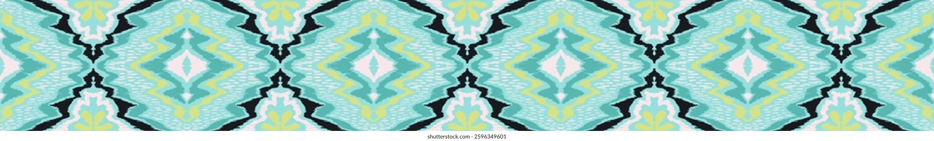 Geometric folk ornament ikat. Tribal ethnic vector textures. Seamless pattern in Aztec style. Folk embroidery. Indian, Scandinavian, Gypsy, Mexican rug. African carpet. Hand drawn, not AI