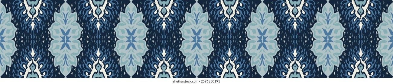 Geometric folk ornament ikat. Tribal ethnic vector textures. Seamless pattern in Aztec style. Folk embroidery. Indian, Scandinavian, Gypsy, Mexican rug. African carpet. Hand drawn, not AI
