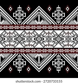 Ornamento Folclórico Geométrico Borda Sem Costura
Abstrato Tribal Simétrica Têxtil Impressão Tradicional Monocromática Têxtil Vetor Arte