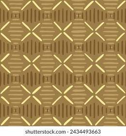 geometric folk repetitive background. hand drawn striped rhombus and crosses. vector seamless pattern. sandy brown fabric swatch. wrapping paper. continuous design template for textile, home decor