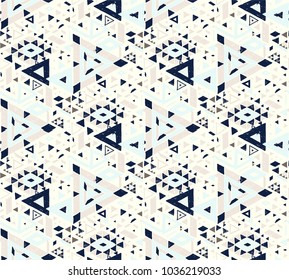 Geometric folklore hipster ornament with a triangle. Tribal ethnic vector embroidered texture. Seamless pattern in Aztec style. Japanese fabric.