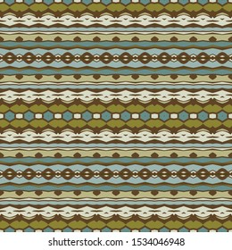 Geometric folklore ornament. Ethnic texture. Decorative ribbon in vintage style. Abstract horizontal seamless pattern. 