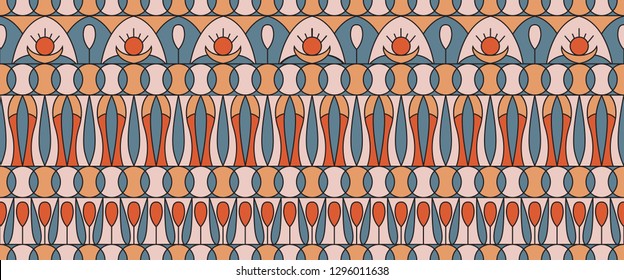 Geometric folklore ornament. Ethnic vector texture. Seamless striped pattern in vintage style. Coloful illustration. EPS10