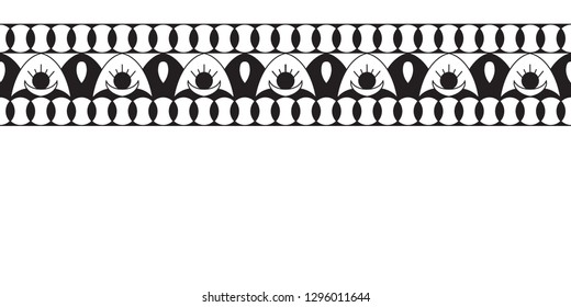 Geometric folklore ornament. Ethnic vector texture. Decorative ribbon in vintage style. Monochrome illustration. EPS10