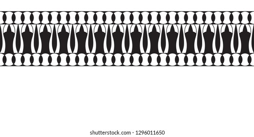 Geometric folklore ornament. Ethnic vector texture. Decorative ribbon in vintage style. Monochrome illustration. EPS10