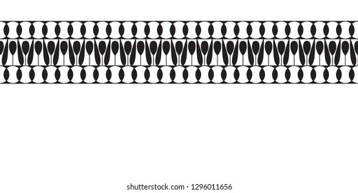 Geometric folklore ornament. Ethnic vector texture. Decorative ribbon in vintage style. Monochrome illustration. EPS10