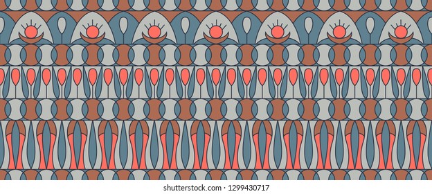Geometric folklore ornament. Ethnic vector texture. Seamless pattern in vintage style. The illustration is made in fashionable colors of 2019. EPS10