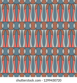 Geometric folklore ornament. Ethnic vector texture. Seamless pattern in vintage style. The illustration is made in fashionable colors of 2019. EPS10