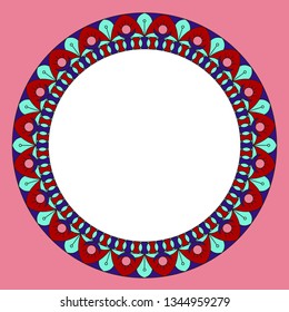 Geometric folklore ornament. Ethnic vector texture. Circular border in vintage style. EPS10