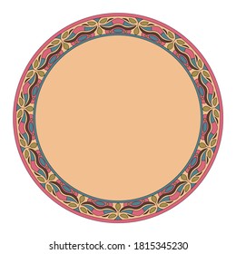 Geometric folklore ornament. Ethnic vector texture. Circular frame in vintage style. EPS10