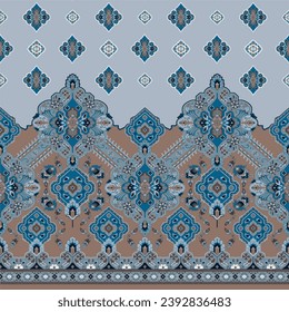 geometric folklore ornament. Oriental vector damask pattern. Ancient art of Arabesque. Tribal ethnic texture. Spanish motif on the carpet. Aztec style. Indian rug.