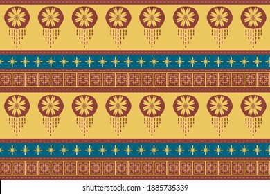geometric folklore ornament pattern. tribal ethnic and motifs texture striped. retro embroidery style. design for background, wallpaper, decor, clothing, cover, curtain. vector illustration.
