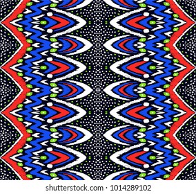 Geometric folklore ornament. Tribal ethnic vector texture. Seamless striped  pattern in Aztec style. Figure tribal  embroidery. Indian, Scandinavian, Slavic, Mexican, folk pattern. 