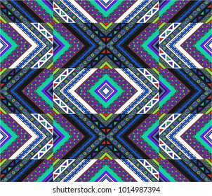 Geometric folklore ornament. Tribal ethnic vector texture. Seamless striped  pattern in Aztec style. Figure tribal  embroidery. Indian, Scandinavian, Slavic, Mexican, folk pattern. 