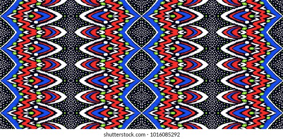 Geometric folklore ornament. Tribal ethnic vector texture. Seamless striped  pattern in Aztec style. Figure tribal  embroidery. Indian, Scandinavian, Slavic, Mexican, folk pattern. 