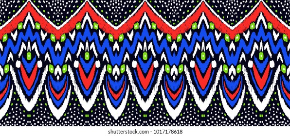 Geometric folklore ornament. Tribal ethnic vector texture. Seamless striped  pattern in Aztec style. Figure tribal  embroidery. Indian, Scandinavian, Slavic, Mexican, folk pattern. 