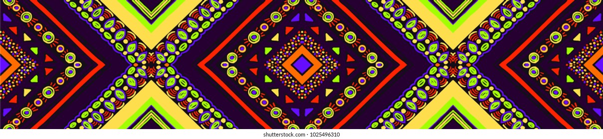 Geometric folklore ornament. Tribal ethnic vector texture. Seamless striped  pattern in Aztec style. Figure tribal  embroidery. Indian, Scandinavian, Slavic, Mexican, folk pattern. 