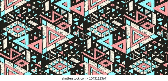 Geometric folklore ornament. Tribal ethnic vector texture. Seamless striped  pattern in Aztec style. Japanese fabric.