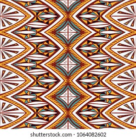 Geometric folklore ornament. Tribal ethnic vector texture. Seamless striped  pattern in Aztec style. Figure tribal  embroidery. Indian, Scandinavian, Slavic, Mexican, folk pattern. 