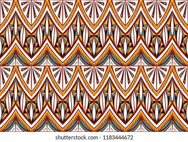 Geometric folklore ornament. Tribal ethnic vector texture. Seamless striped  pattern in Aztec style. Figure tribal  embroidery. Indian, Scandinavian, Slavic, Mexican, folk pattern. 