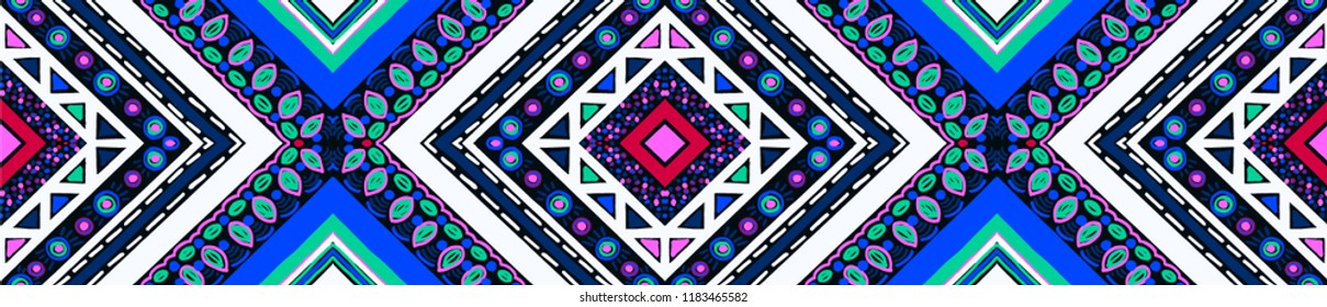 Geometric folklore ornament. Tribal ethnic vector texture. Seamless striped  pattern in Aztec style. Figure tribal  embroidery. Indian, Scandinavian, Slavic, Mexican, folk pattern. 