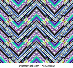 Geometric folklore ornament. Tribal ethnic vector texture. Seamless striped  pattern in Aztec style. Figure tribal  embroidery. Indian, Scandinavian, Slavic, Mexican, folk pattern. 
