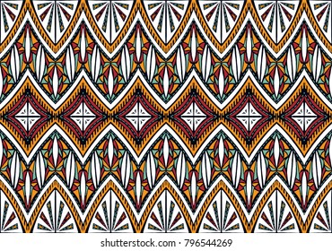 Geometric folklore ornament. Tribal ethnic vector texture. Seamless striped  pattern in Aztec style. Figure tribal  embroidery. Indian, Scandinavian, Slavic, Mexican, folk pattern. 
